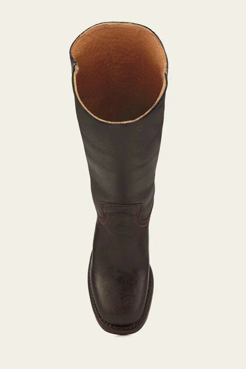 Women's Western Style Leather Boots with Block Heel