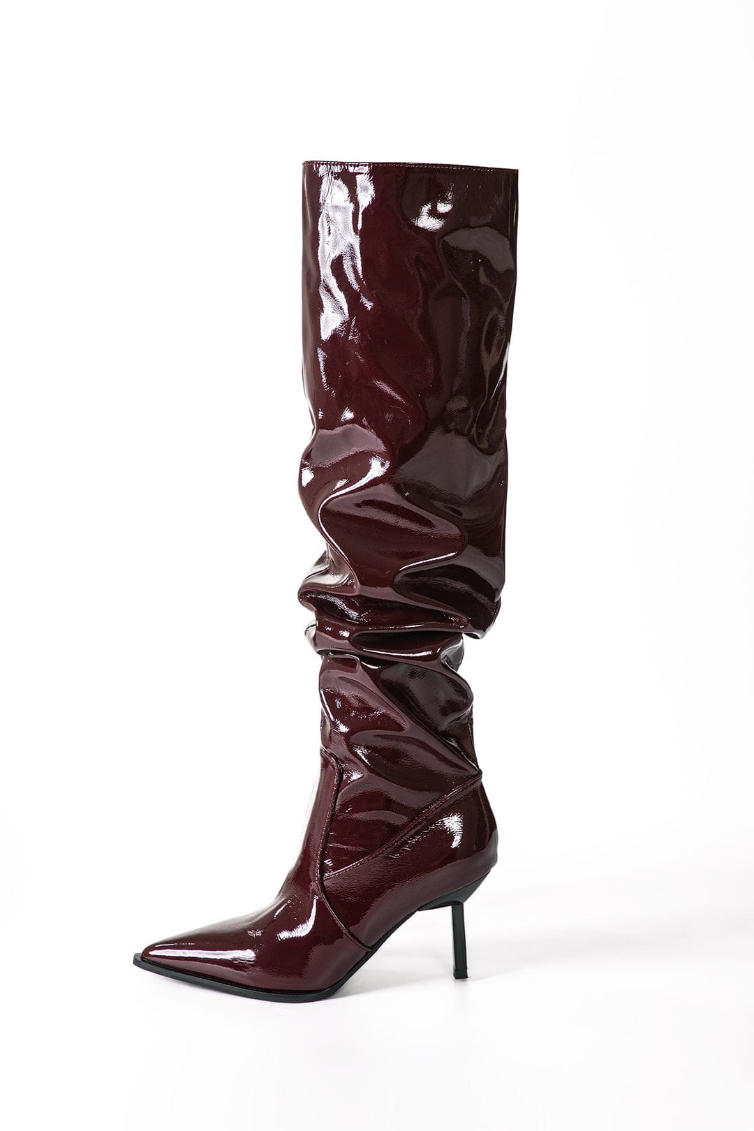 Ava | Patent Leather Boots with Gathered Shaft