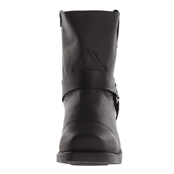 Women's Mid-Cut Leather Boots in Biker Style with Harness Detail