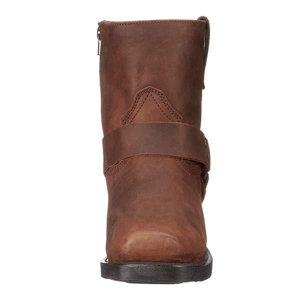 Women's Mid-Cut Leather Boots in Biker Style with Harness Detail