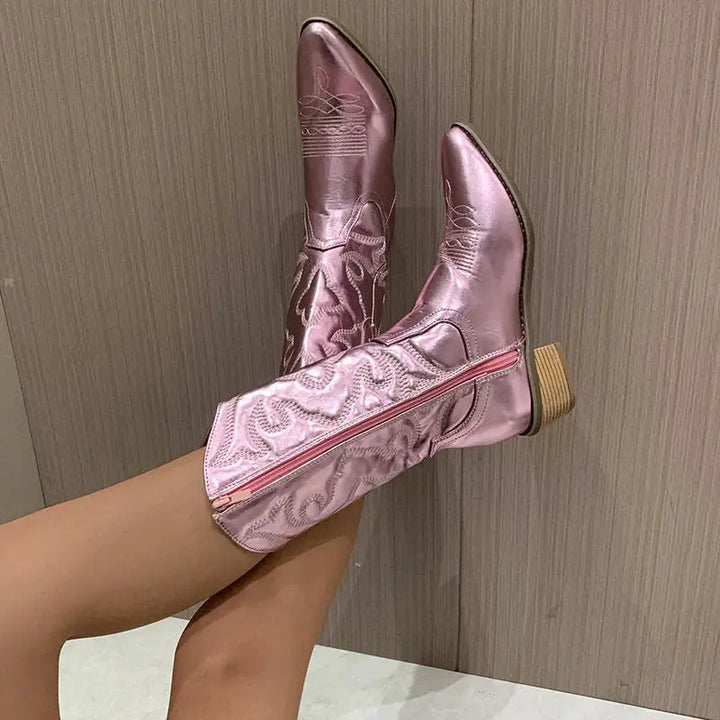 Geneva | Elegant Cowboy Boots in Metallic
