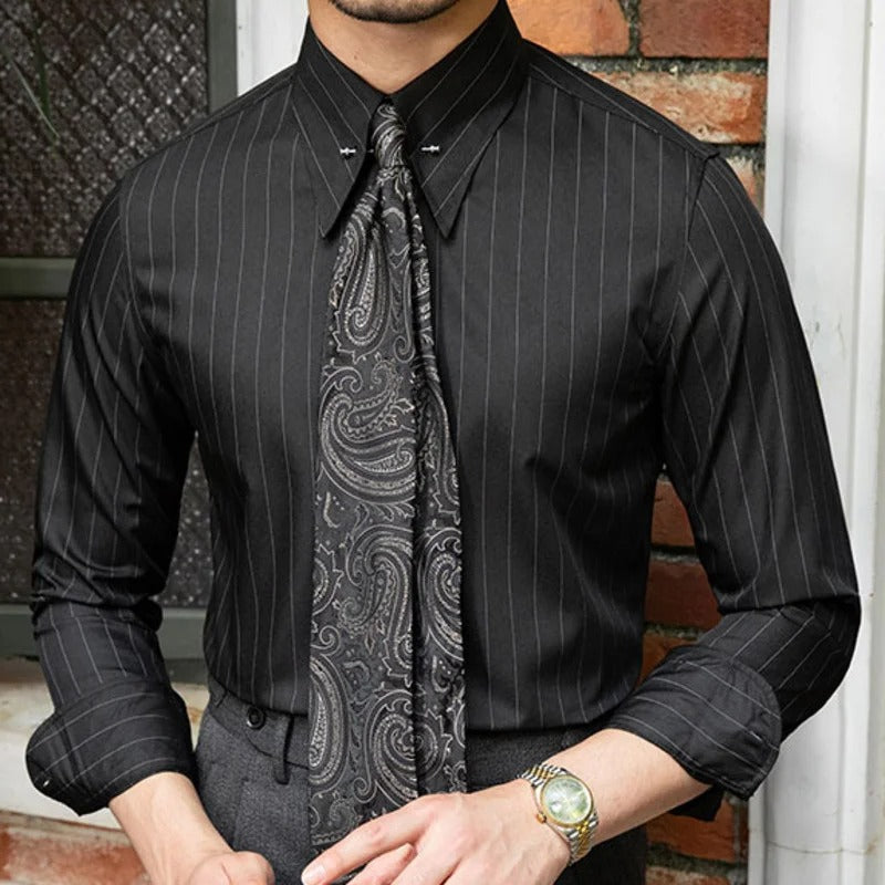 Men’s Pinstripe Dress Shirt | Slim Fit Long Sleeve