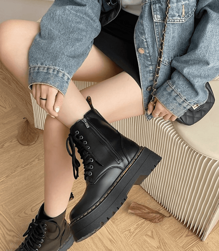Eline | Elegant Platform Boots Made of Leather – Stylish Shoes with Comfort