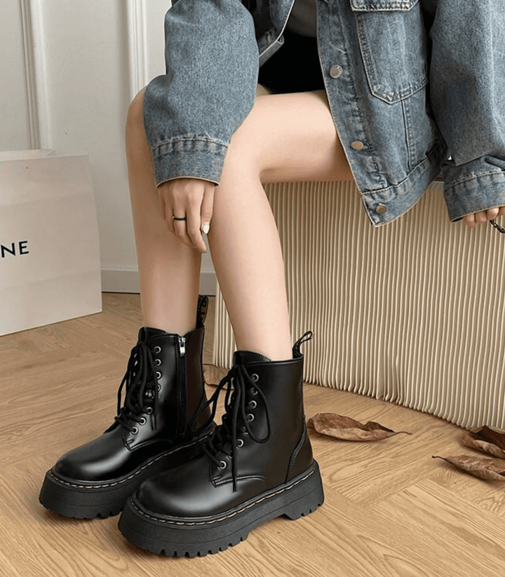 Eline | Elegant Platform Boots Made of Leather – Stylish Shoes with Comfort