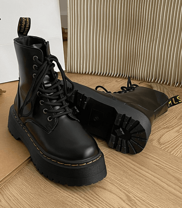 Eline | Elegant Platform Boots Made of Leather – Stylish Shoes with Comfort
