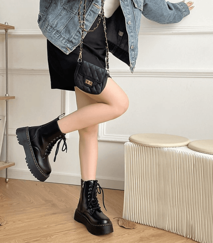 Eline | Elegant Platform Boots Made of Leather – Stylish Shoes with Comfort