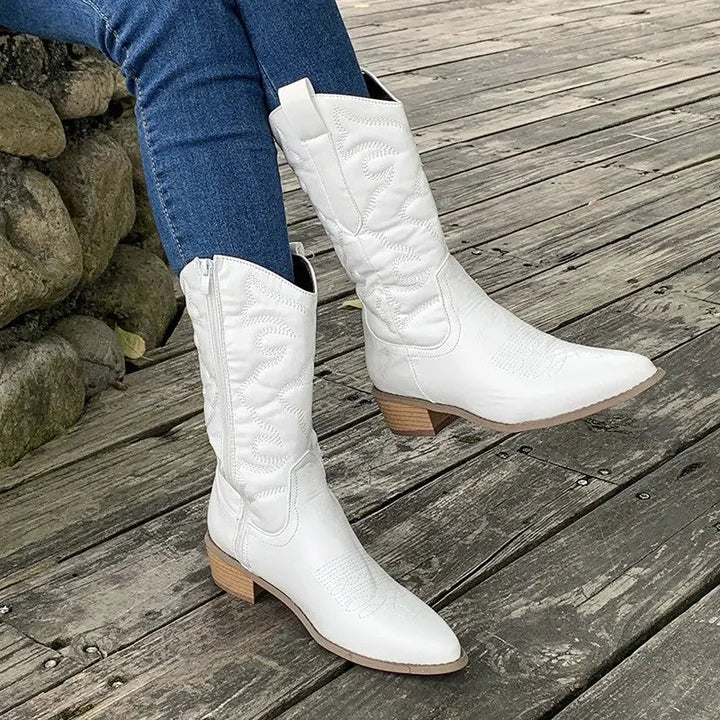Geneva | Elegant Cowboy Boots in Metallic